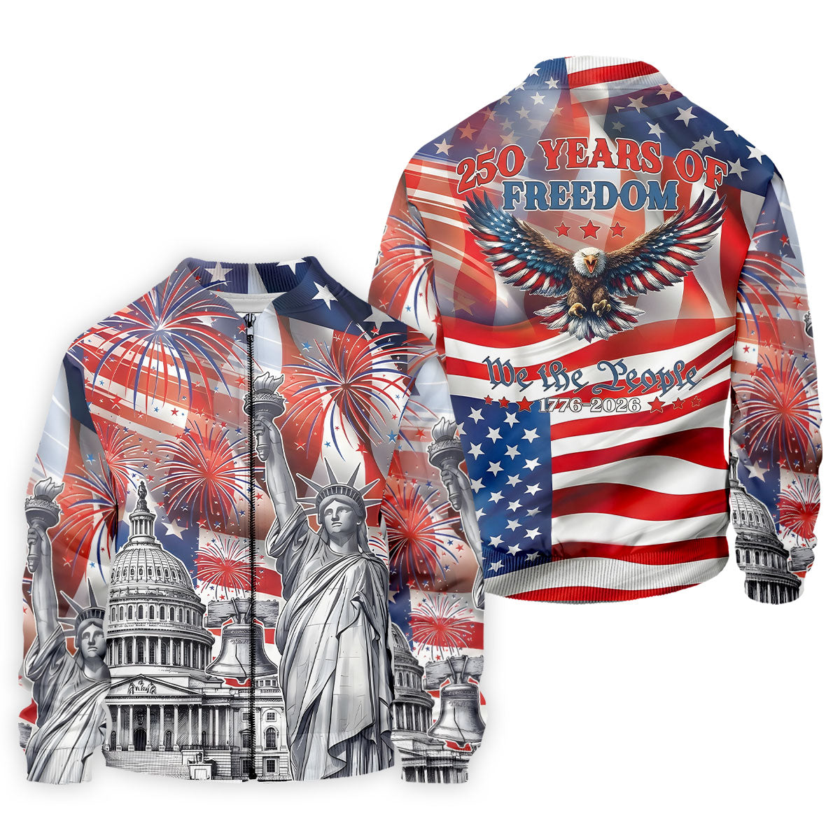 250 Years Of Freedom We The People American Flag Golf Shirt, Patriotic 4th Of July Golf Shirts For Men