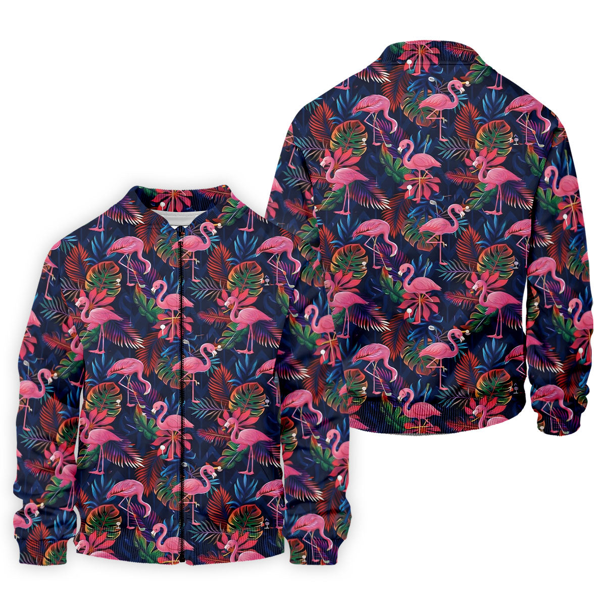Dark Tropical Pink Flamingo Pattern Golf Shirt, Mens Polo Shirts, Hawaiian Golf Shirt, Printed Golf Shirts