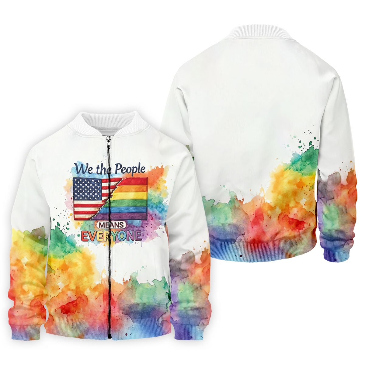 We The People Means Everyone Water Color Print Golf Shirt, LGBTQ Month Polo Shirt Men