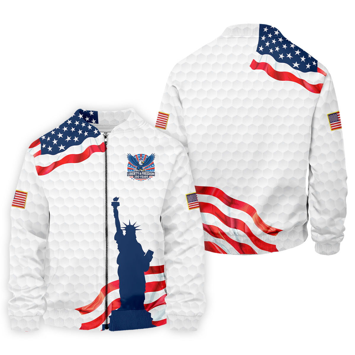 Liberty And Freedom 250 Years Golf Ball Pattern Patriotic Golf Shirt, 4th Of July Polo Shirtor Men