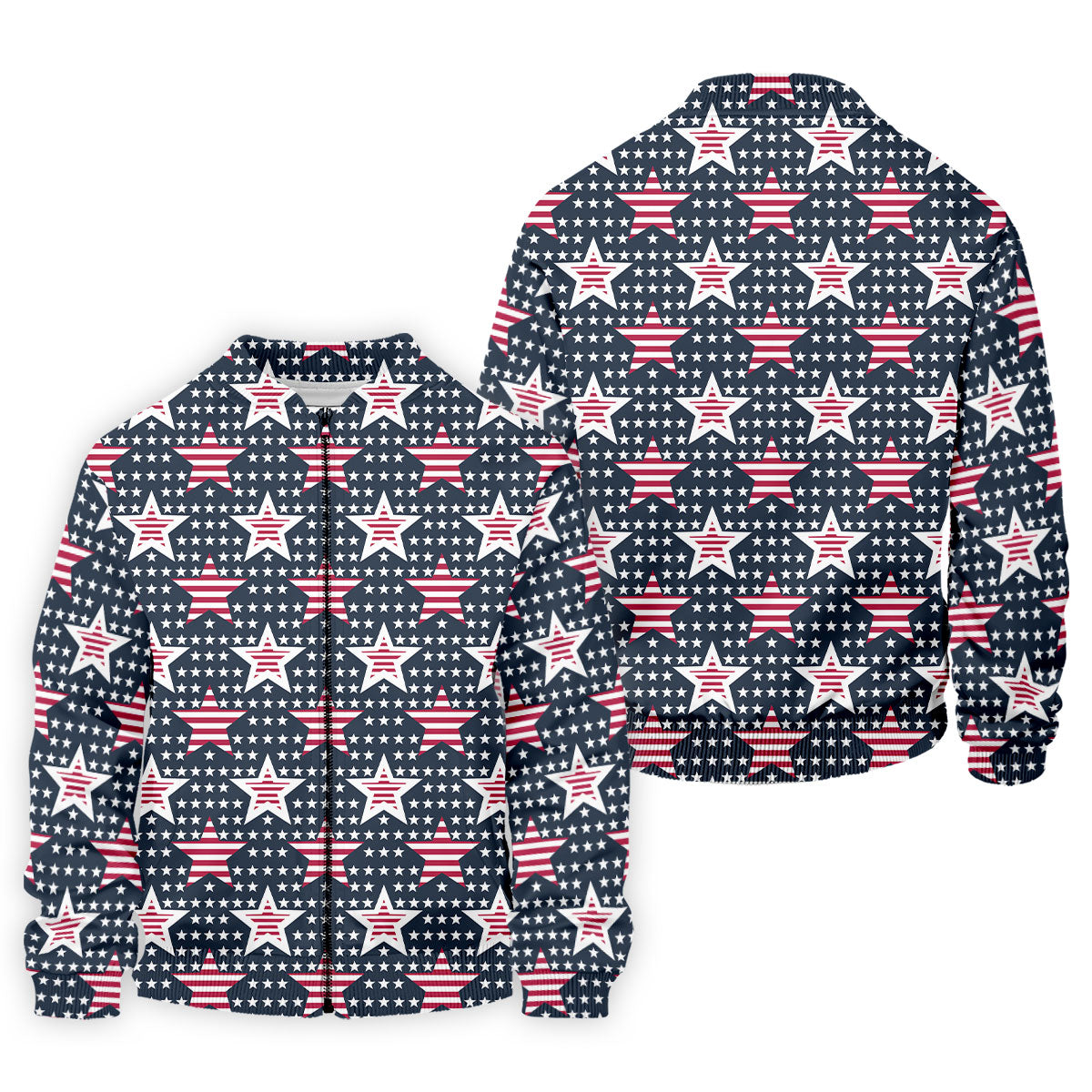 Red And White Stripe Stars Seamless Pattern 250th Anniversary Golf Shirts For Men, Patriotic Golf Shirt