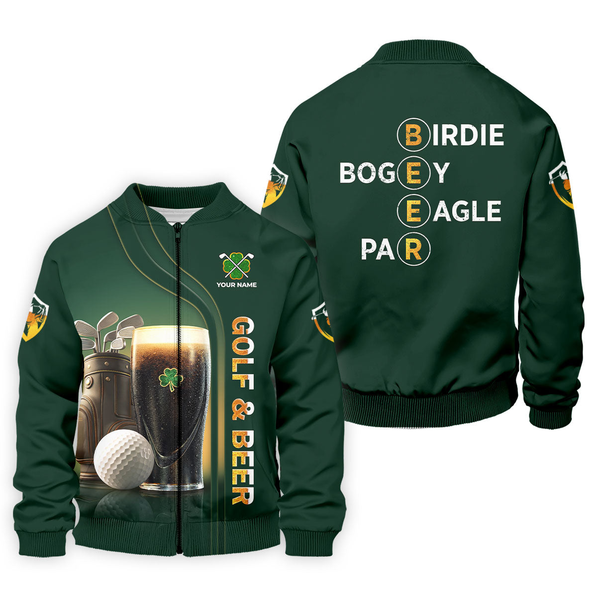 Birdie Bogey Eagle Par Golf And Beer St Patrick's Day Green Golf Tops For Men, Golf Shirts For Men