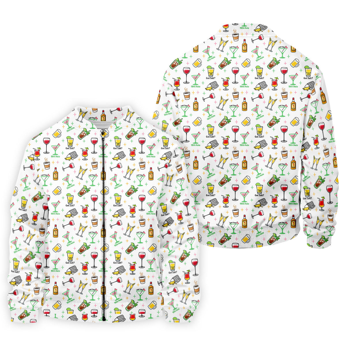 19th Hole Cocktail Drinks Pattern Golf Shirt, Mens Golf Polo, Printed Golf Shirts