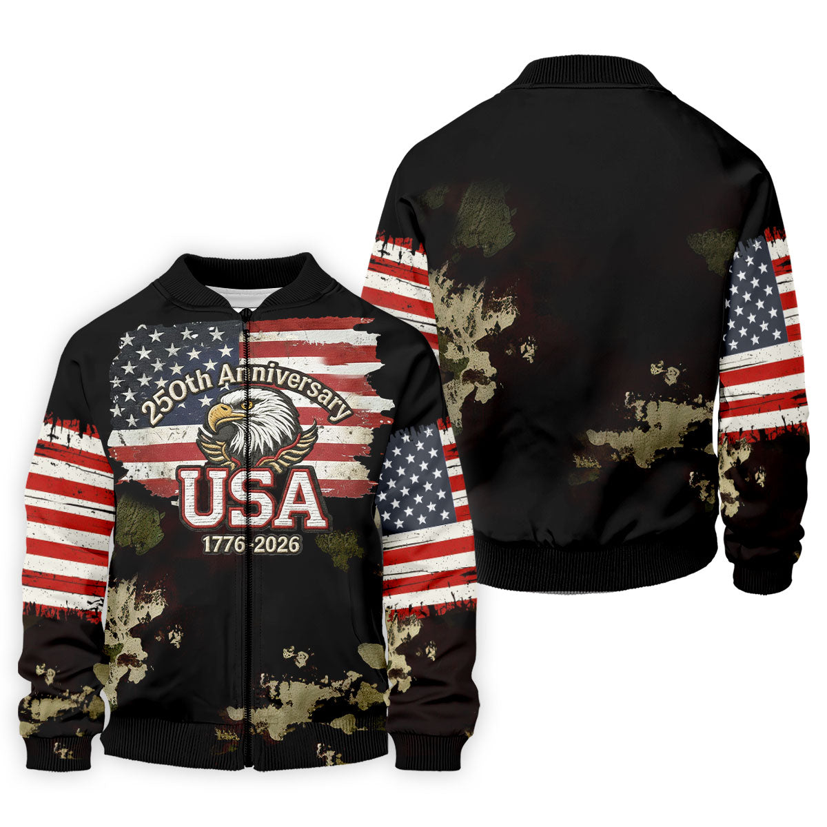 250th Anniversary USA 1776-2026 Distressed Flag Men's Golf Polo ShirtPatriotic 4th Of July Golf Shirt