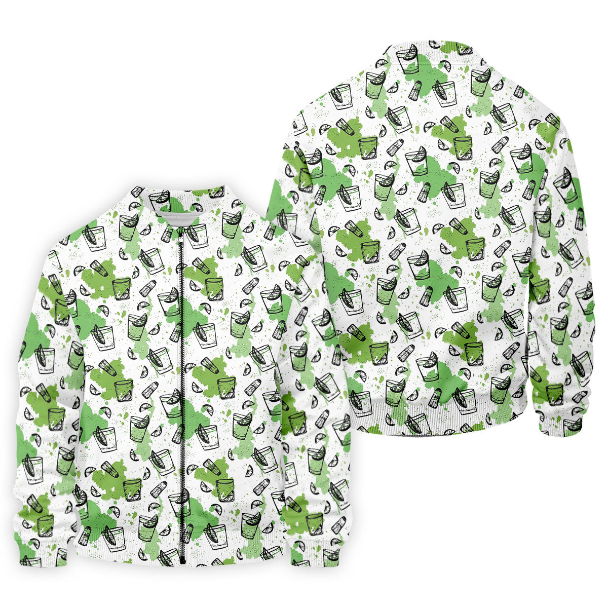 Green Cocktail Splash Pattern Golf Shirt, Mens Golf Shirts, Hawaiian Golf Shirt, Golf Polo Shirts For Men