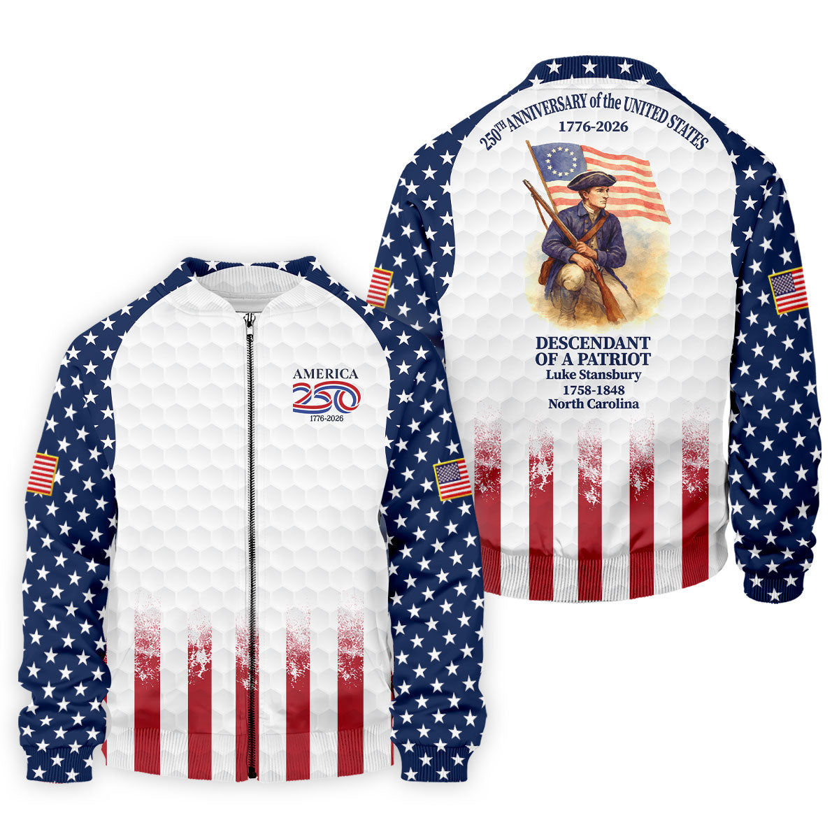 250th Anniversary Descendant Of A Patriot American Flag Golf Shirt, Patriotic 4th Of July Golf Shirts For Men