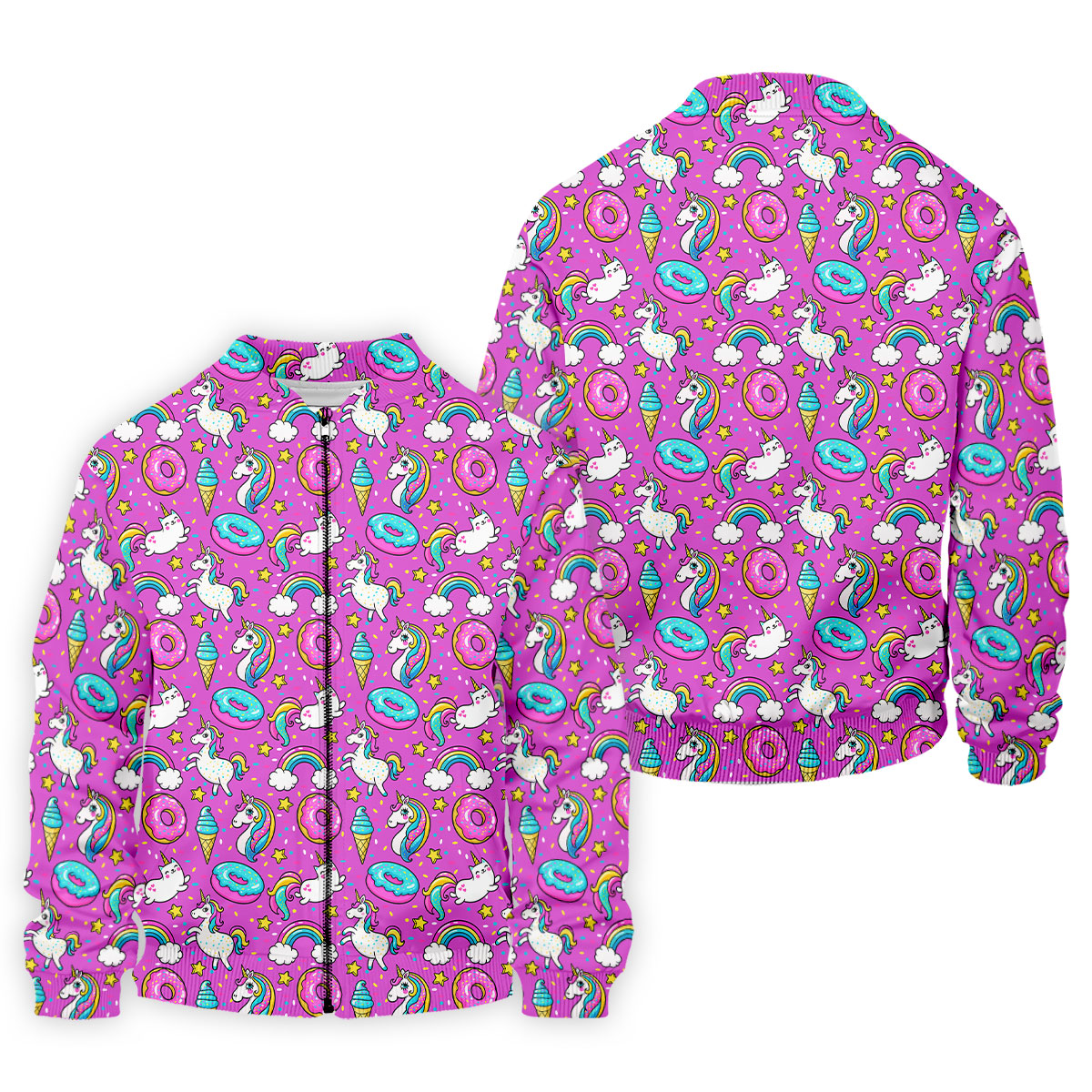 Funny Pink Donut Unicorn Mens Golf Shirts, Polo ShirtFor Men, Cute Golf Outfit, Golfing Apparel