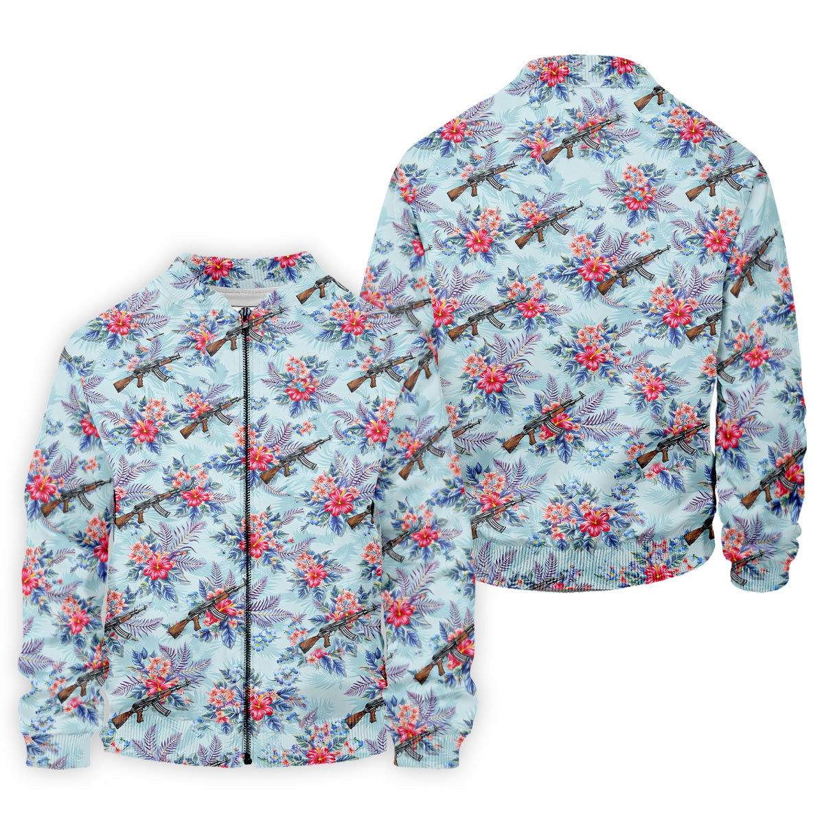 Hawaiian Floral Military Theme Light Blue Golf Shirt, Golf Shirts For Men, Polo ShirtFor Men