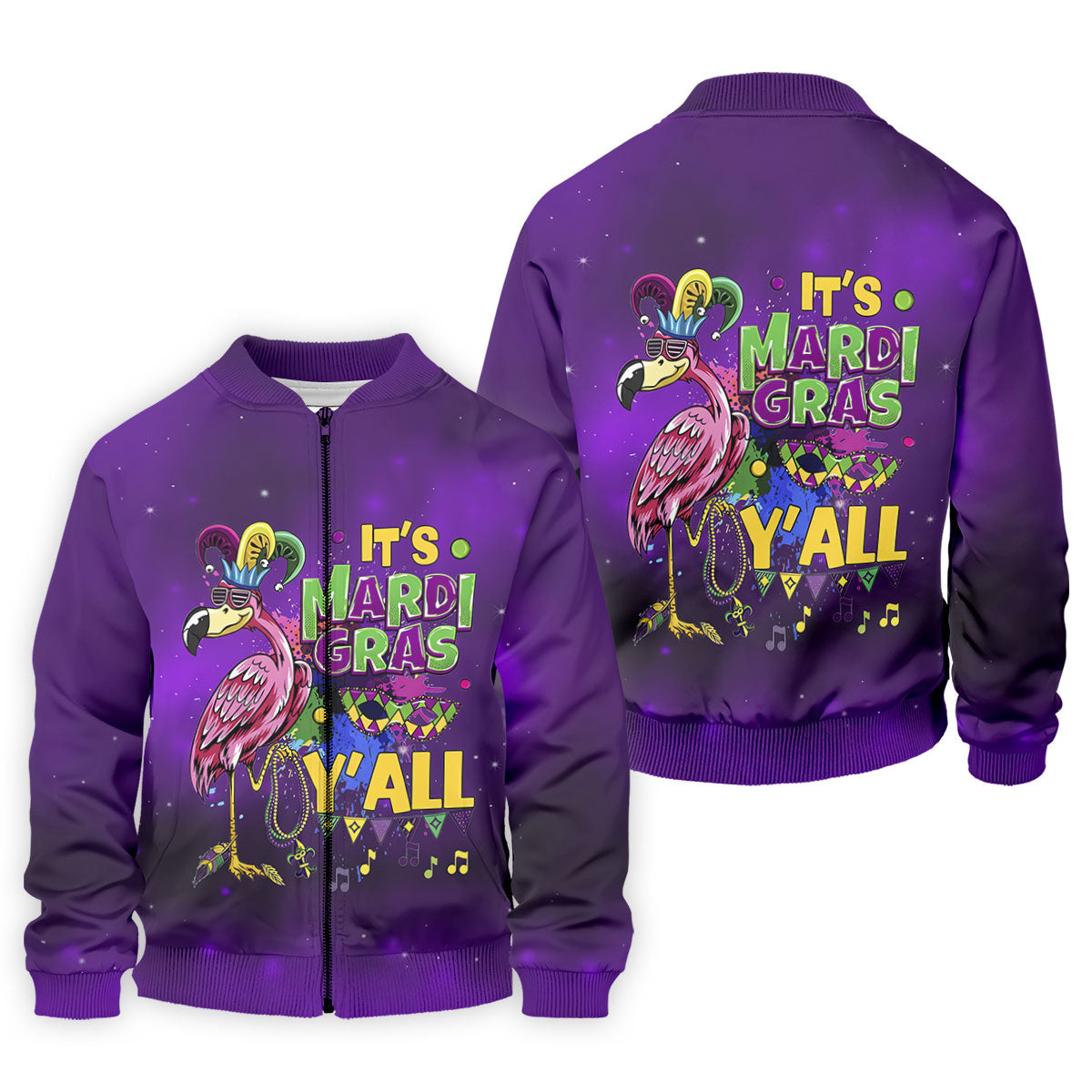 It's Mardi Gras Y'All Funny Flamingo Purple Golf Shirt, Polo ShirtFor Men, Golf Shirts For Men