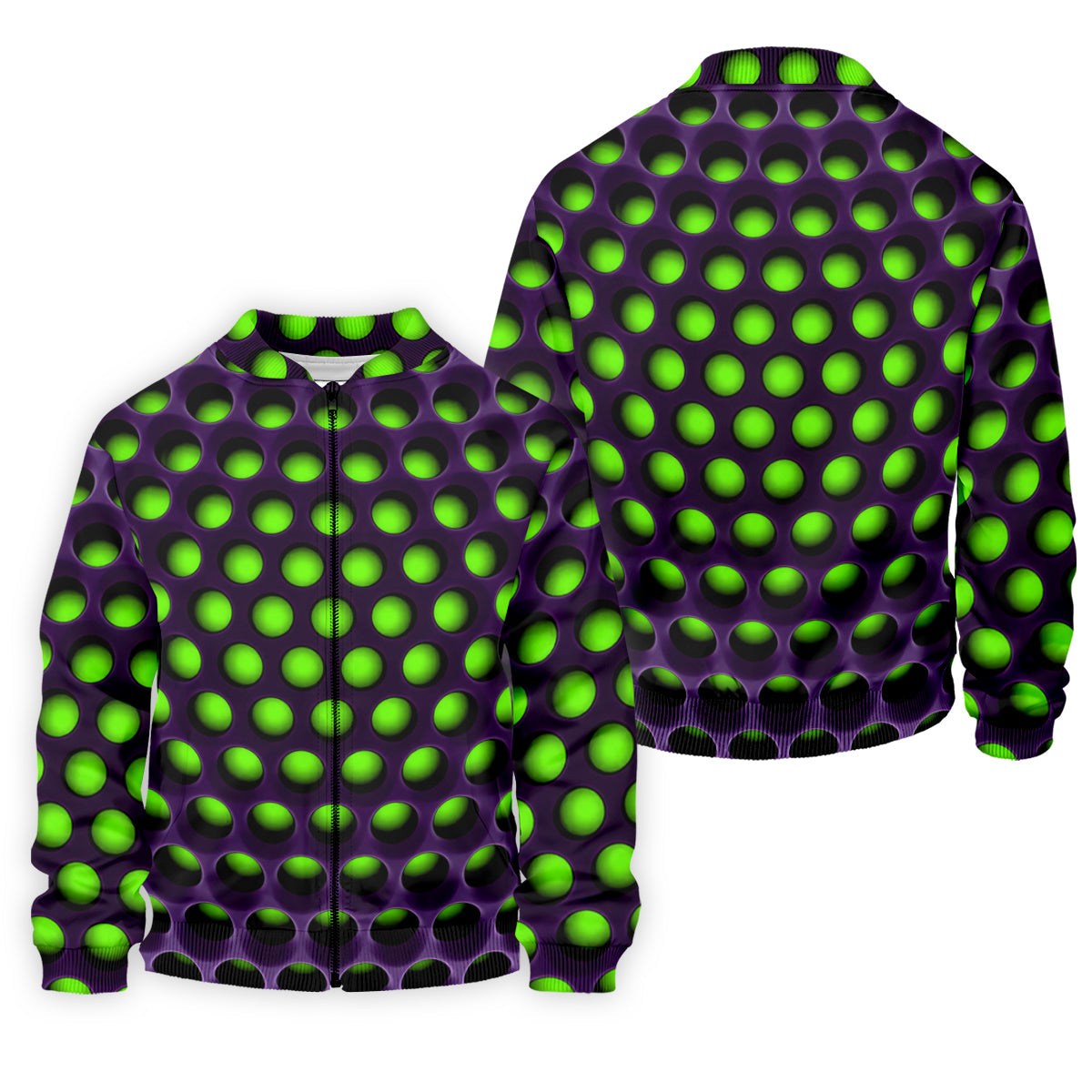 3D Effect Circular Pattern Green Golf Shirt, Cool Golf Outfit, Men's Funny Golf Shirts, Polo ShirtFor Men