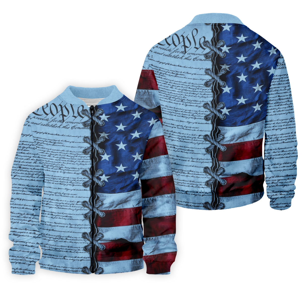 We The People Preamble Patriotic 4th Of July Blue Golf Shirt, 250th Anniversary Golf Shirts For Men