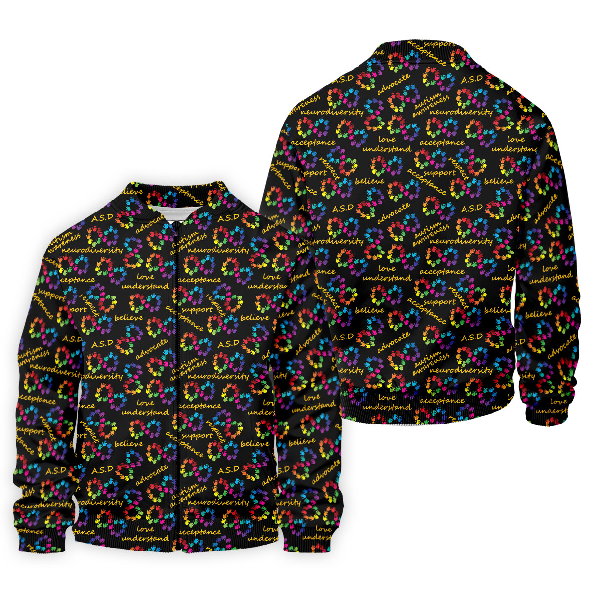 Rainbow Infinity Symbol Autism Awareness Colorful Handprint Golf Shirts For Men, Polo ShirtFor Men