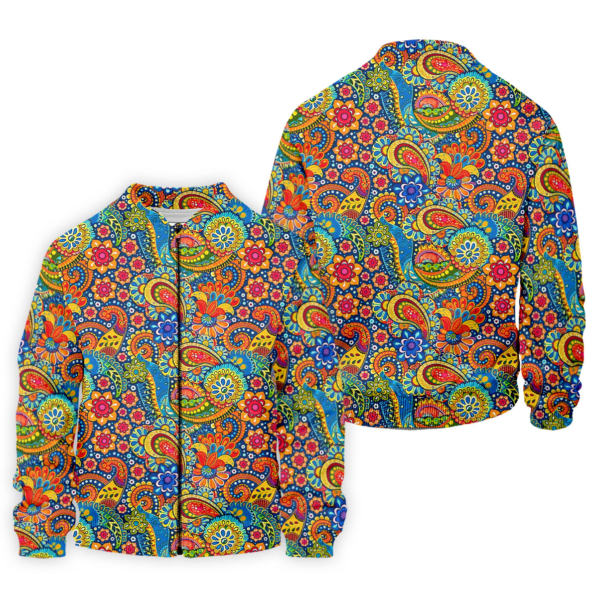 Colorful Floral Paisley Pattern Polo Shirt, Hawaiian Golf Shirt, Mens Golf Apparel