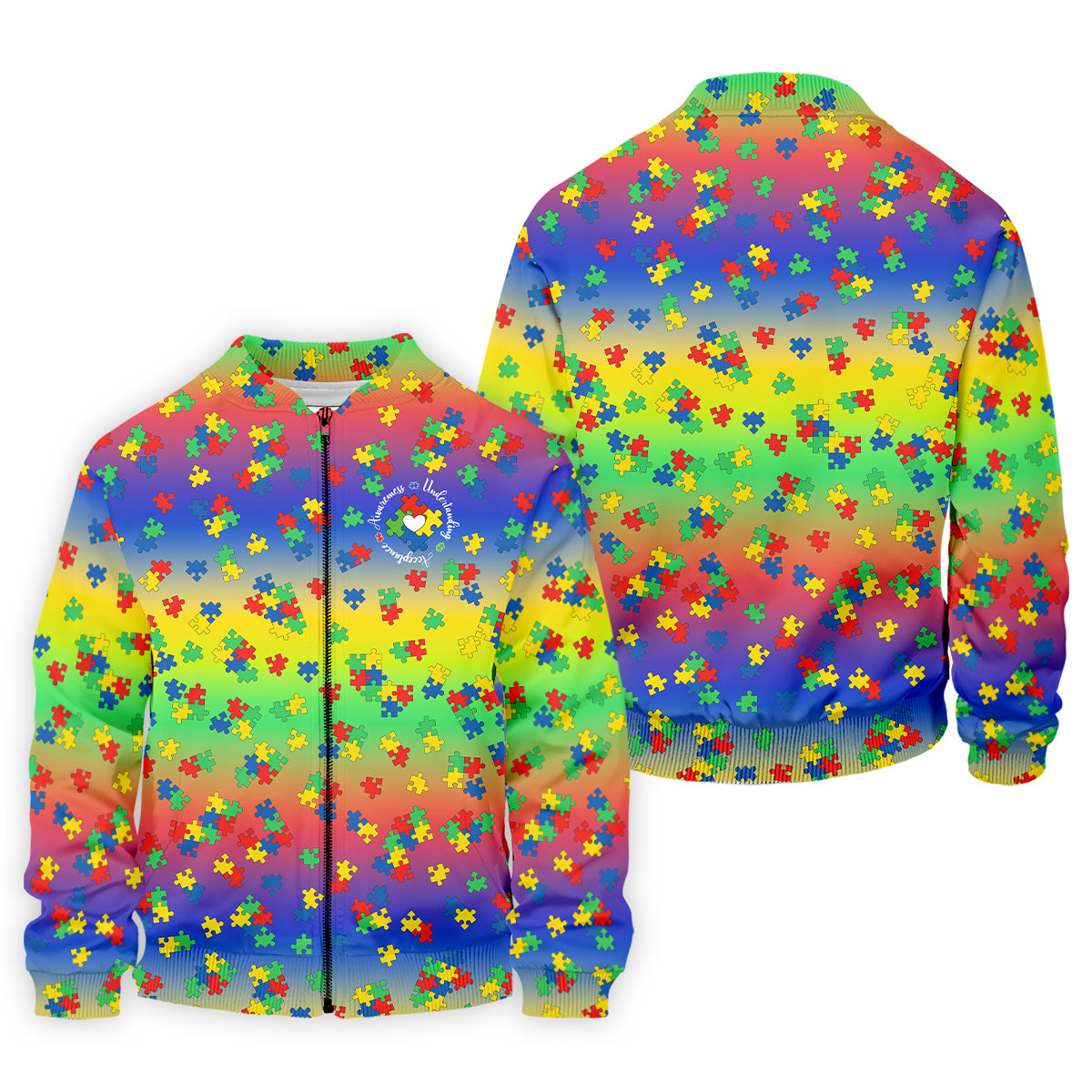 Acceptance Awareness Understanding Autism Puzzle Rainbow Gradient Golf Tops For Men, Golf Shirts For Men