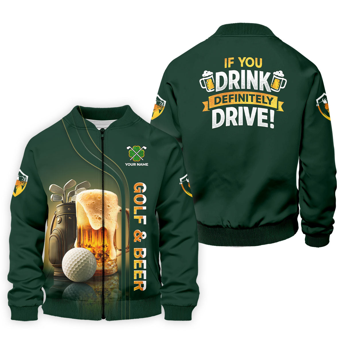 If You Drink Definitely Drive Golf And Beer St Patrick's Day Green Golf Shirts For Men, Golf Gift For Men