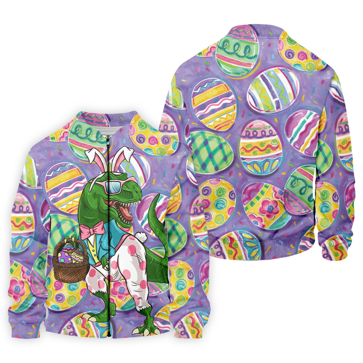 T-Rex Bunny Painted Easter Eggs Golf Shirts For Men, Men's Funny Golf Shirts, Polo ShirtFor Men
