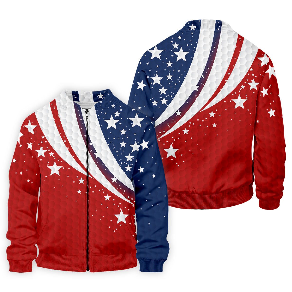 Stars And Stripes Golf Ball Pattern Patriotic 4th Of July Golf Shirt, 250 Celebration Golf Shirts For Men