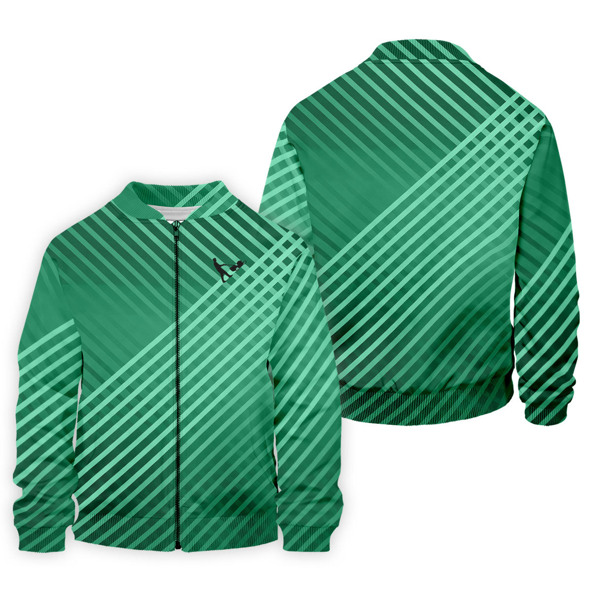 Green And White Striped Pattern Golf Tops For Men, Performance Golf Shirt, Polo Shirt Men