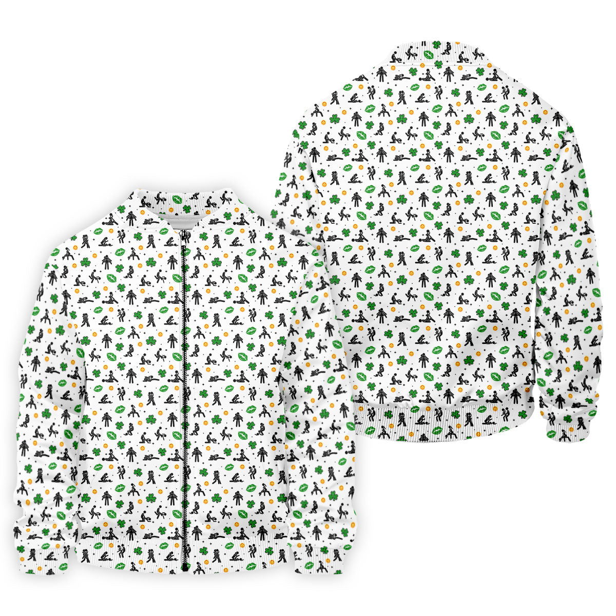 Funny Stick Figure Naughty Position Shamrock St Patrick's Day Golf Shirt, Performance Golf Shirt, Polo ShirtFor Men