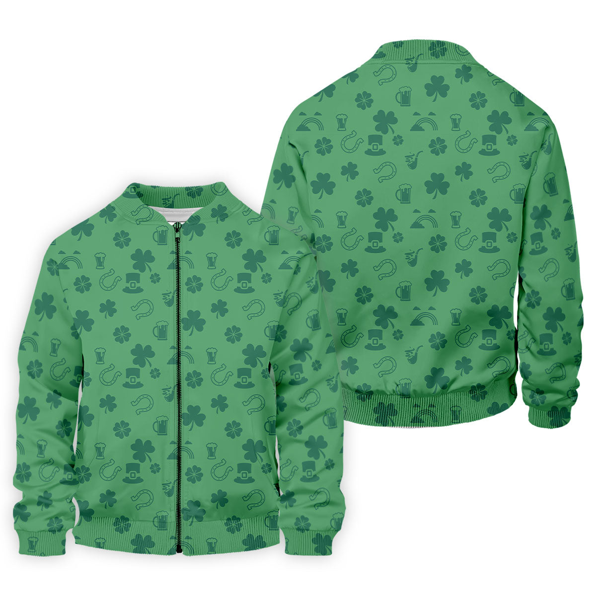 Leprechaun Hat Shamrock Beer Dark Green Seamless Pattern St. Patrick’s Day Golf Shirt, Golf Shirts For Men