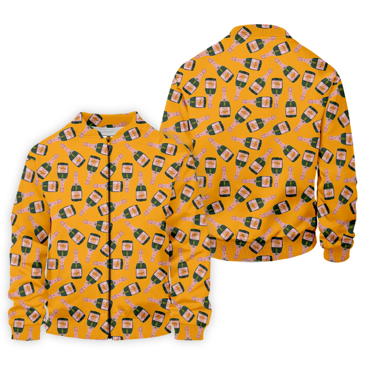 Rosé Champagne Seamless Pattern Yellow Golf Shirt, Polo Shirt Men, Golf Shirts For Men