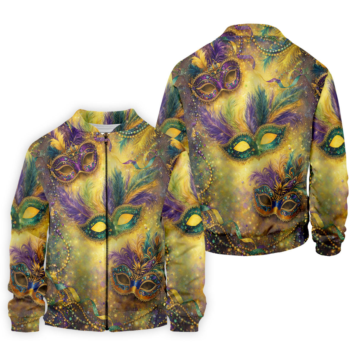 Masquerade Mask Beads Chain Sparkling Effect Mardi Gras Golf Shirt, Polo ShirtFor Men, Golf Shirts For Men