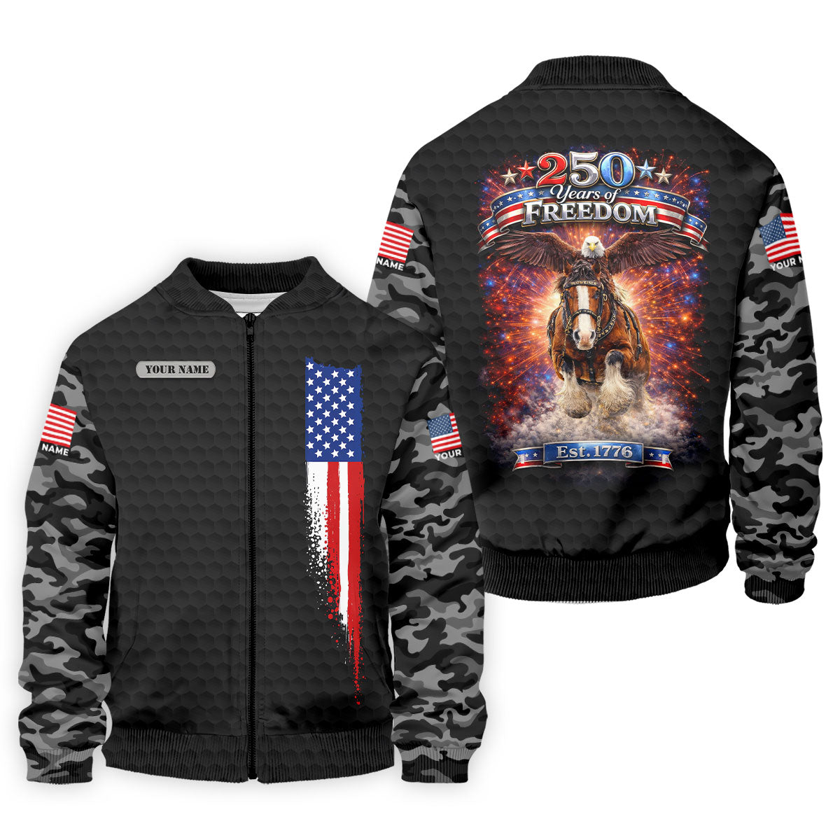 250 Years Of Freedom Black Camo Patriotic Golf Shirt, 4th Of July Golf Shirts For Men