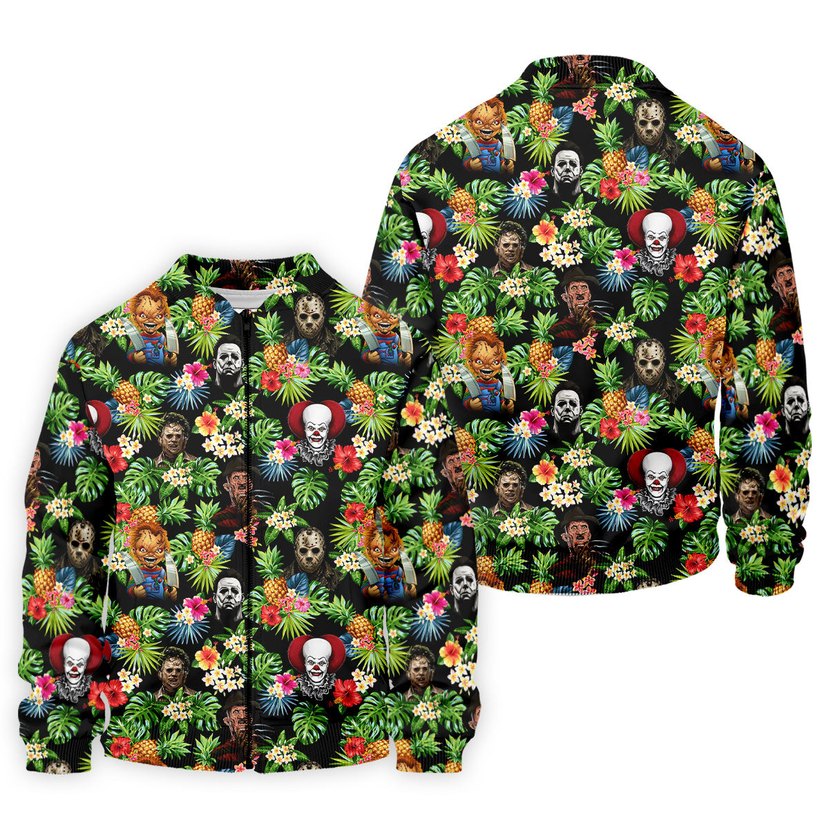 Tropical Horror Character Halloween Golf Shirt, Mens Golf Apparel, Printed Golf Shirt