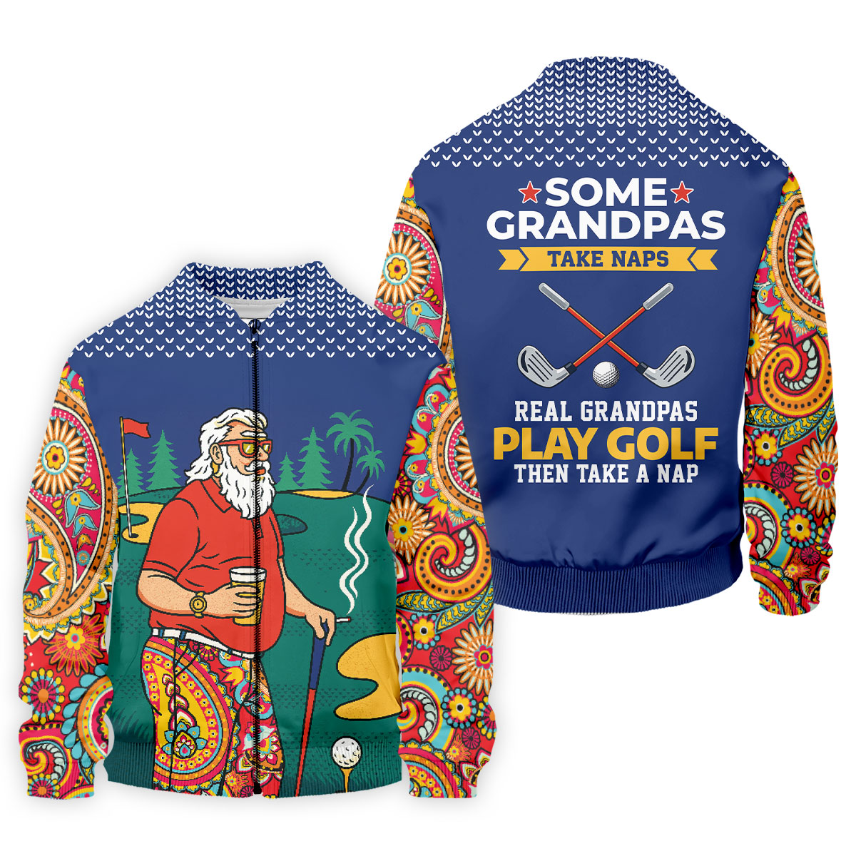 Real Grandpas Play Golf Then Take A Nap Funny Golf Shirt, Golf Shirts For Men, Golf Gift For Dad