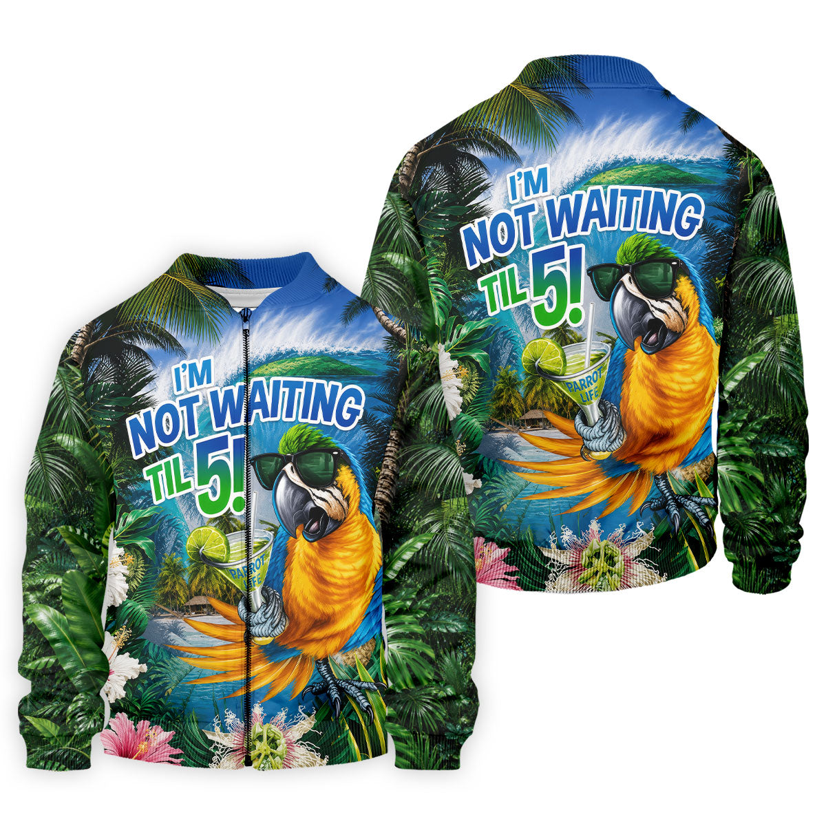 Parrot Life Not Waiting Til 5 Tropical Golf Shirt, Hawaiian Golf Shirt, Mens Golf Shirts, Golf Apparel For Men