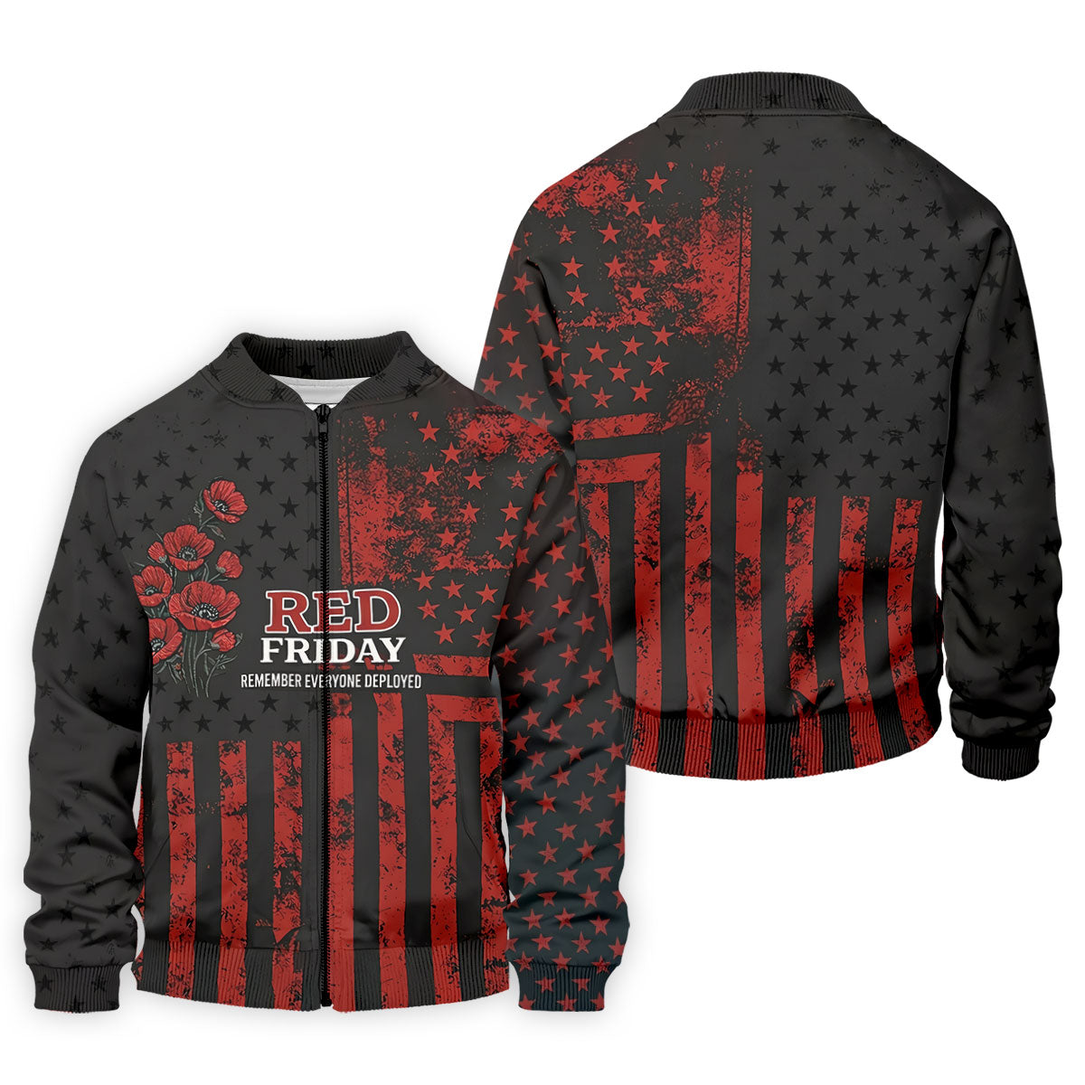 Red Friday American Flag Poppy Polo Shirt, Mens Golf Apparel, Printed Golf Shirts