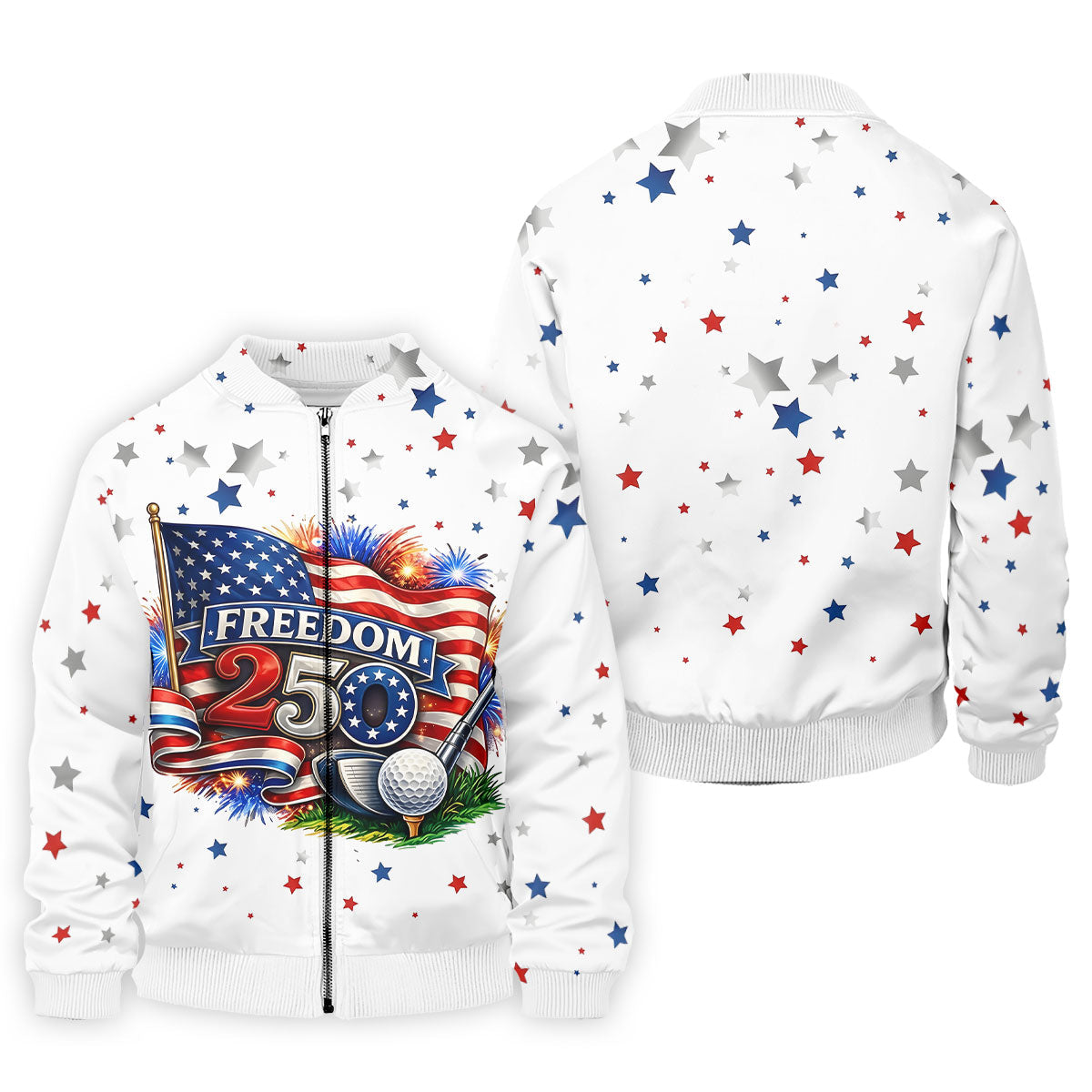 Freedom 250 Independence Celebration American Flag Golf Shirt, Patriotic 4th Of July Golf Shirts For Men