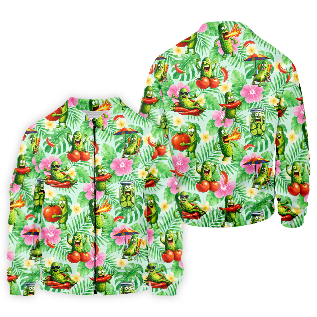 Funny Pickle Tomato Chili Tropical Hawaiian Golf Shirt, Mens Golf Polo, Printed Golf Shirts