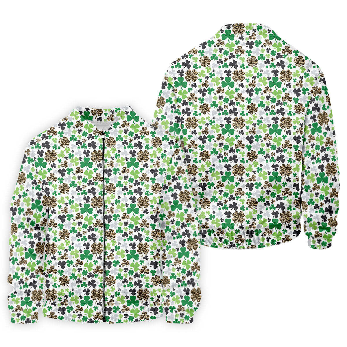 Leopard Pattern St Patrick's Day Shamrock Golf Shirt, Fun Golf Shirts For Men, Polo ShirtFor Men