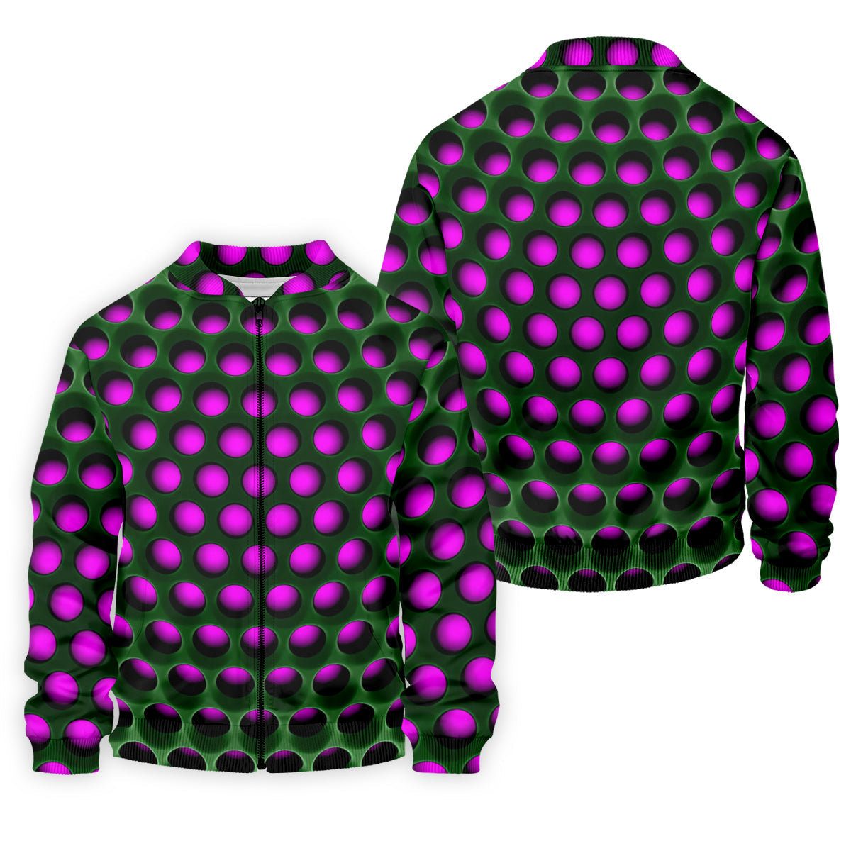 3D Effect Circular Pattern Purple Golf Shirt, Cool Golf Outfit, Men's Funny Golf Shirts, Polo Shirt Men