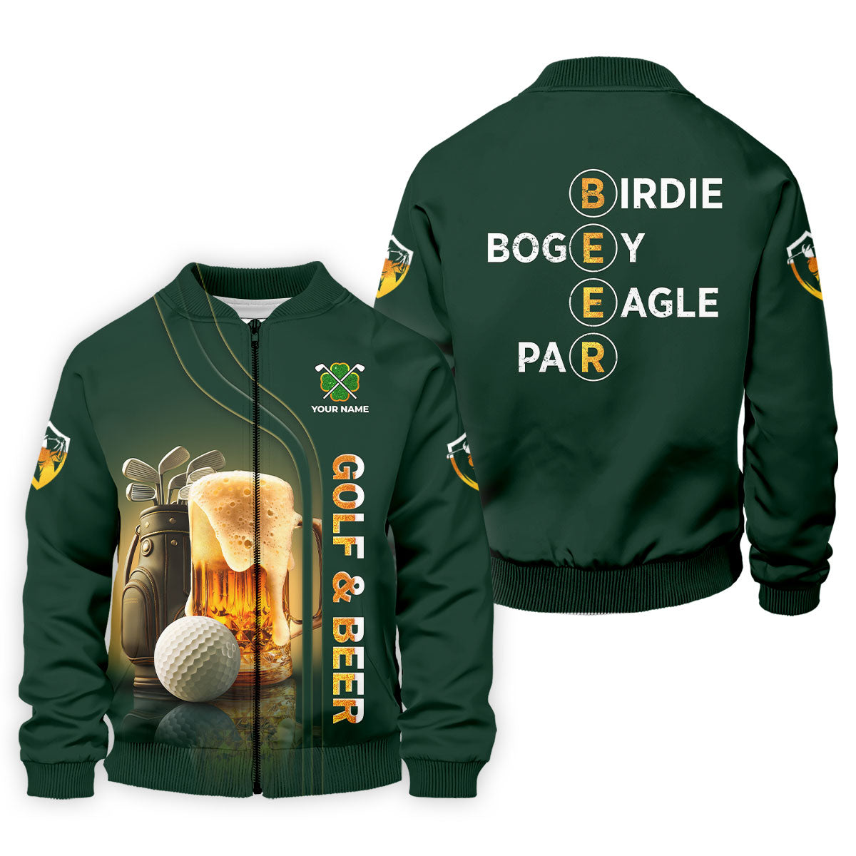 Golf Beer Birdie Bogey Eagle Par St Patrick's Day Green Golf Polos For Men, Golf Shirts For Men, St Patricks Day Golf Shirt