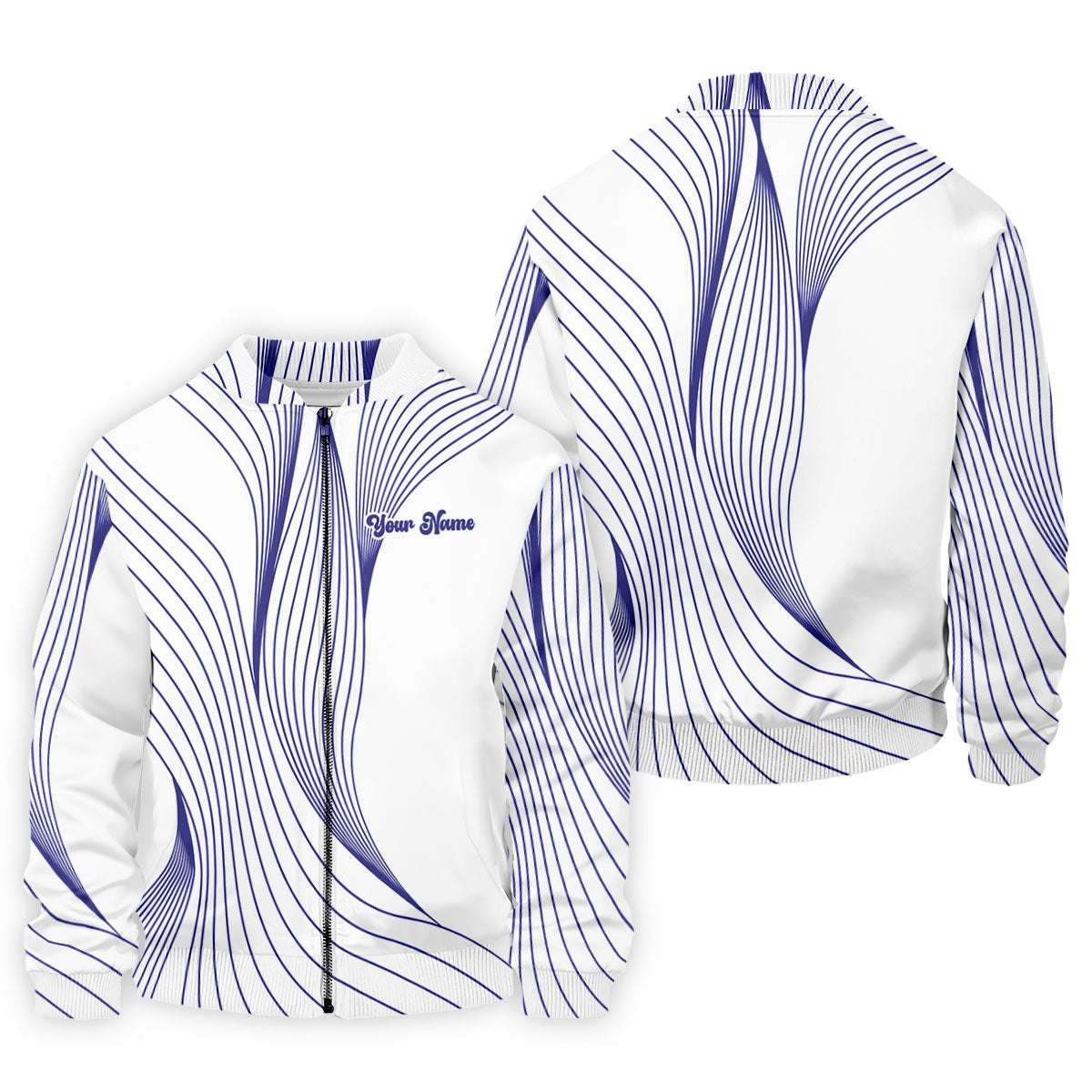 Geometric Line Wavy Line Purple And White Custom Name Golf Shirts For Men, Men's Golf Shirt, Polo ShirtFor Men