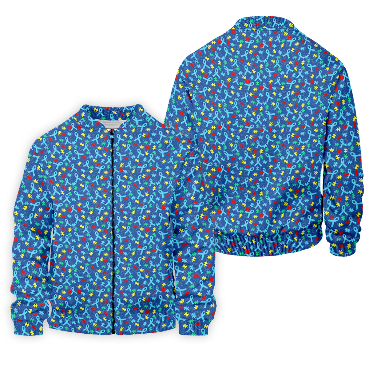 Autism Awareness Ribbon And Colorful Puzzles Blue Golf Shirt, Golf Shirts For Men, Polo ShirtFor Men