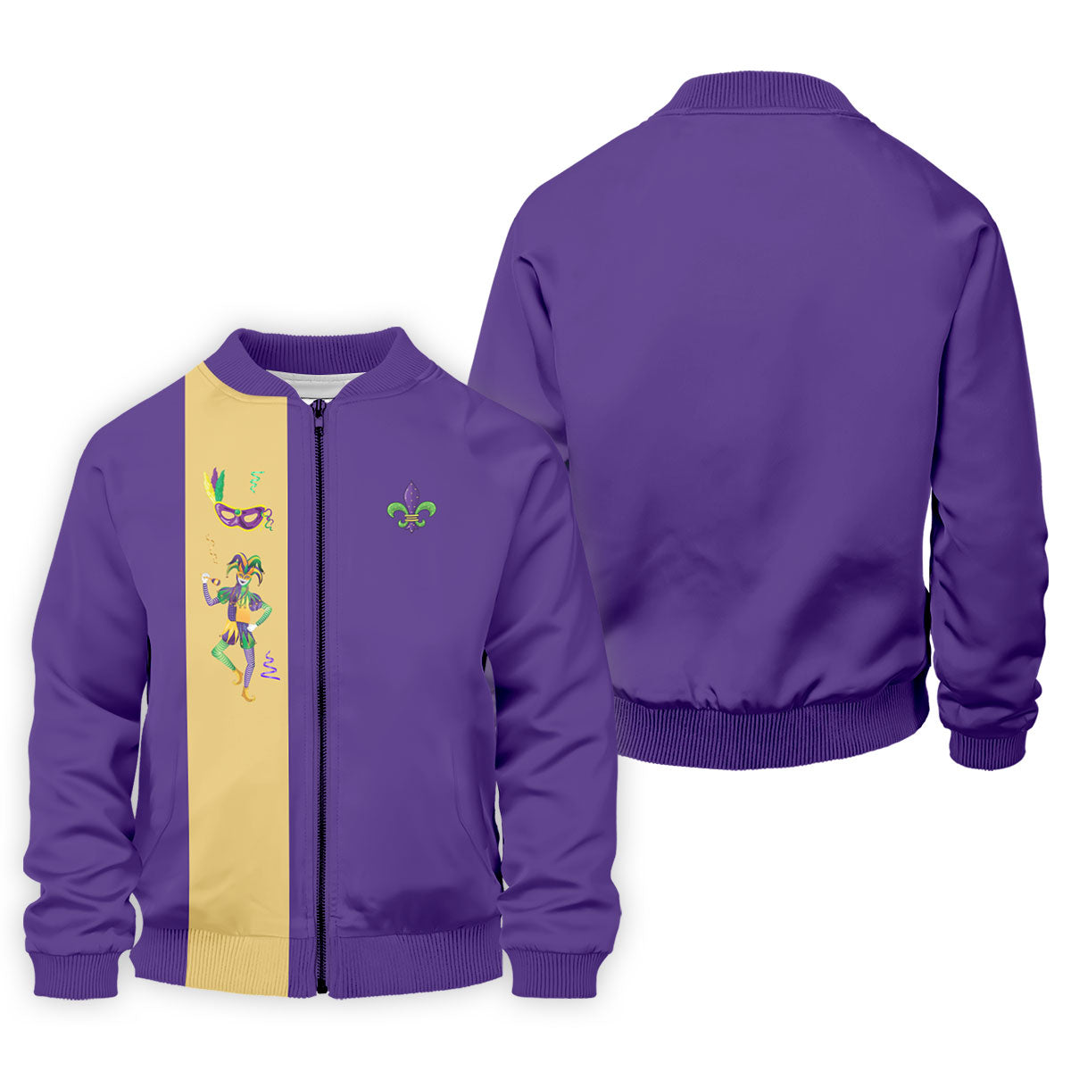 Mardi Gras Festival Jester Figure Fleur De Lis Symbol Purple Golf Shirt, Polo ShirtFor Men, Golf Shirts For Men