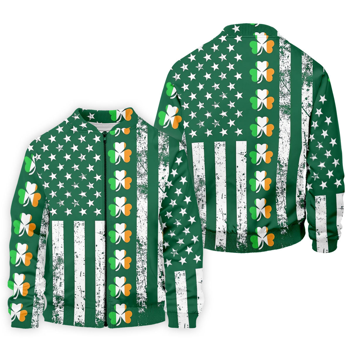 Irish Shamrock Vertical Stripes St Patrick's Day Golf Shirt, Polo ShirtFor Men, Golf Shirts For Men
