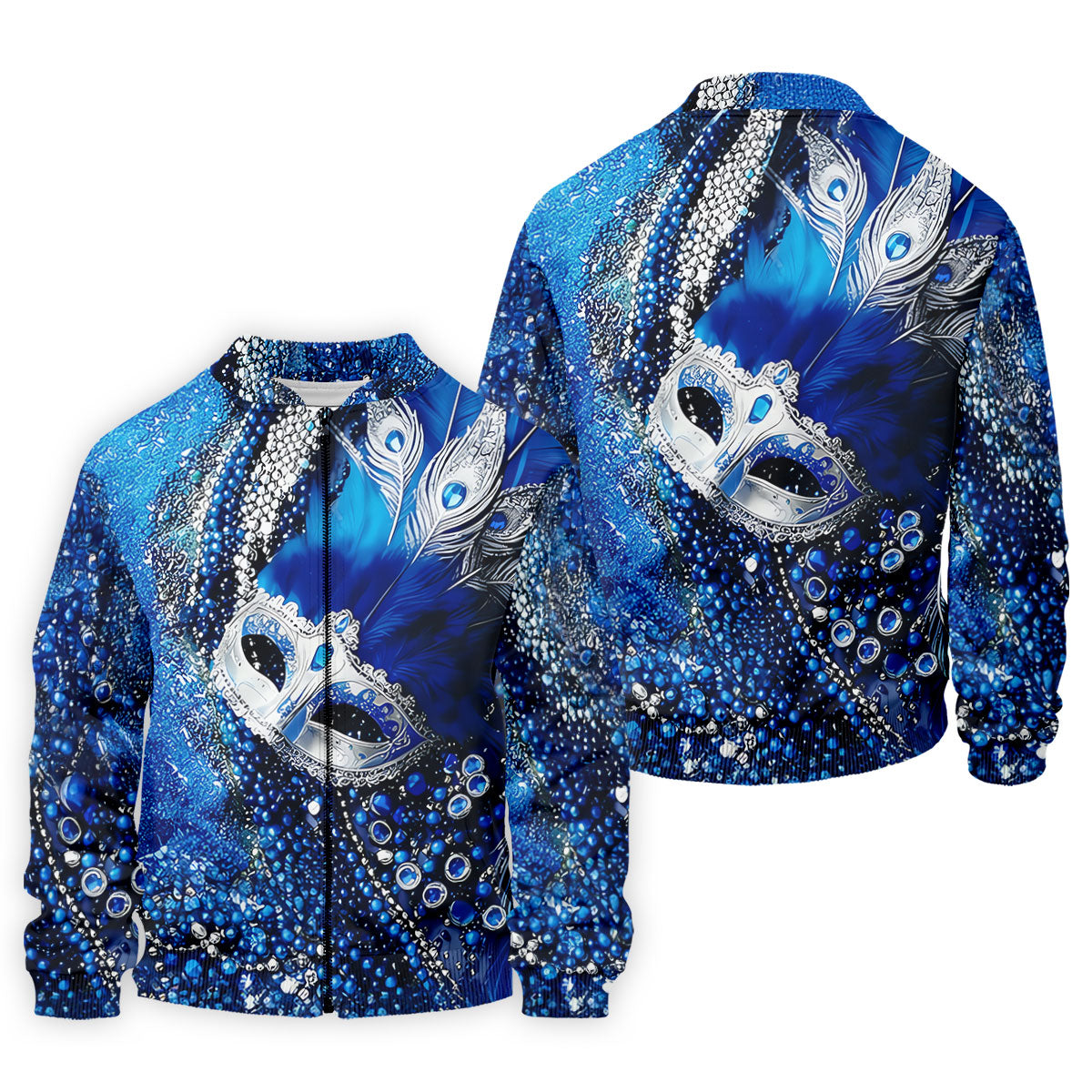 Mardi Gras Masquerade Mask Feather Beads Blue Golf Shirt, Polo ShirtFor Men, Golf Shirts For Men