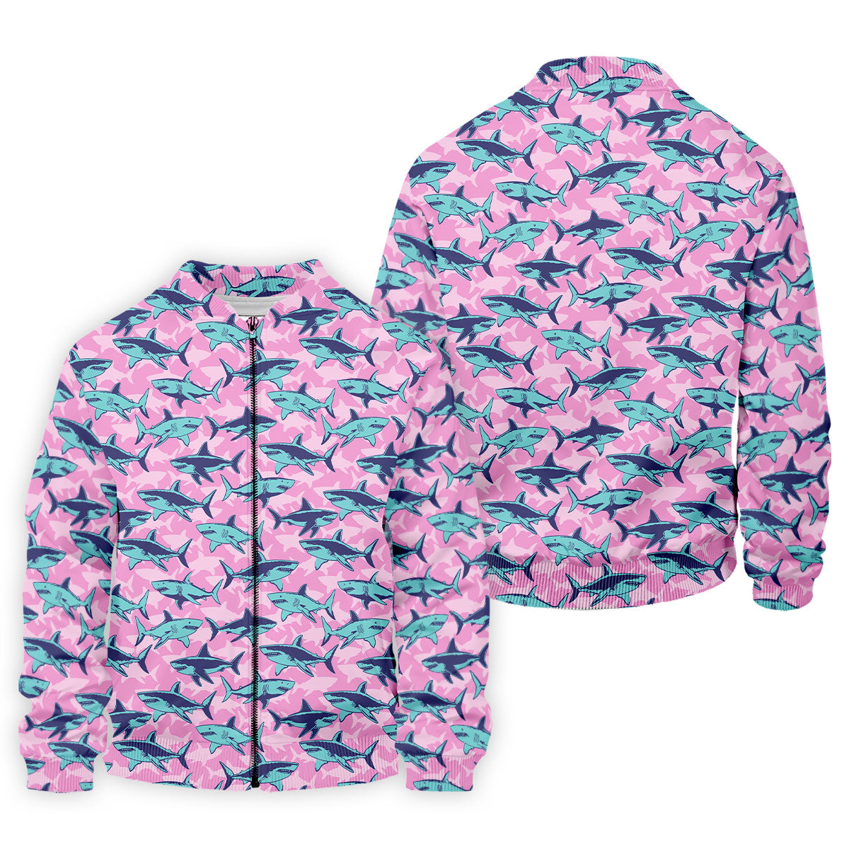 Shark Pattern Hawaiian Golf Shirt, Pink Golf Shirt, Polo Shirts For Men, Golfing Apparel