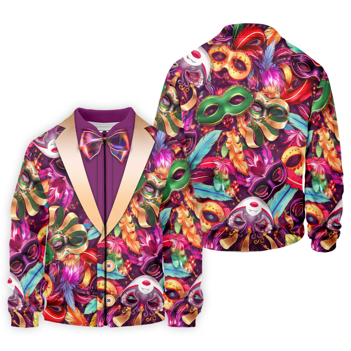 Colorful Mardi Gras Suit Print Men's Funny Golf Shirts, Polo Shirt Men, Golf Shirts For Men