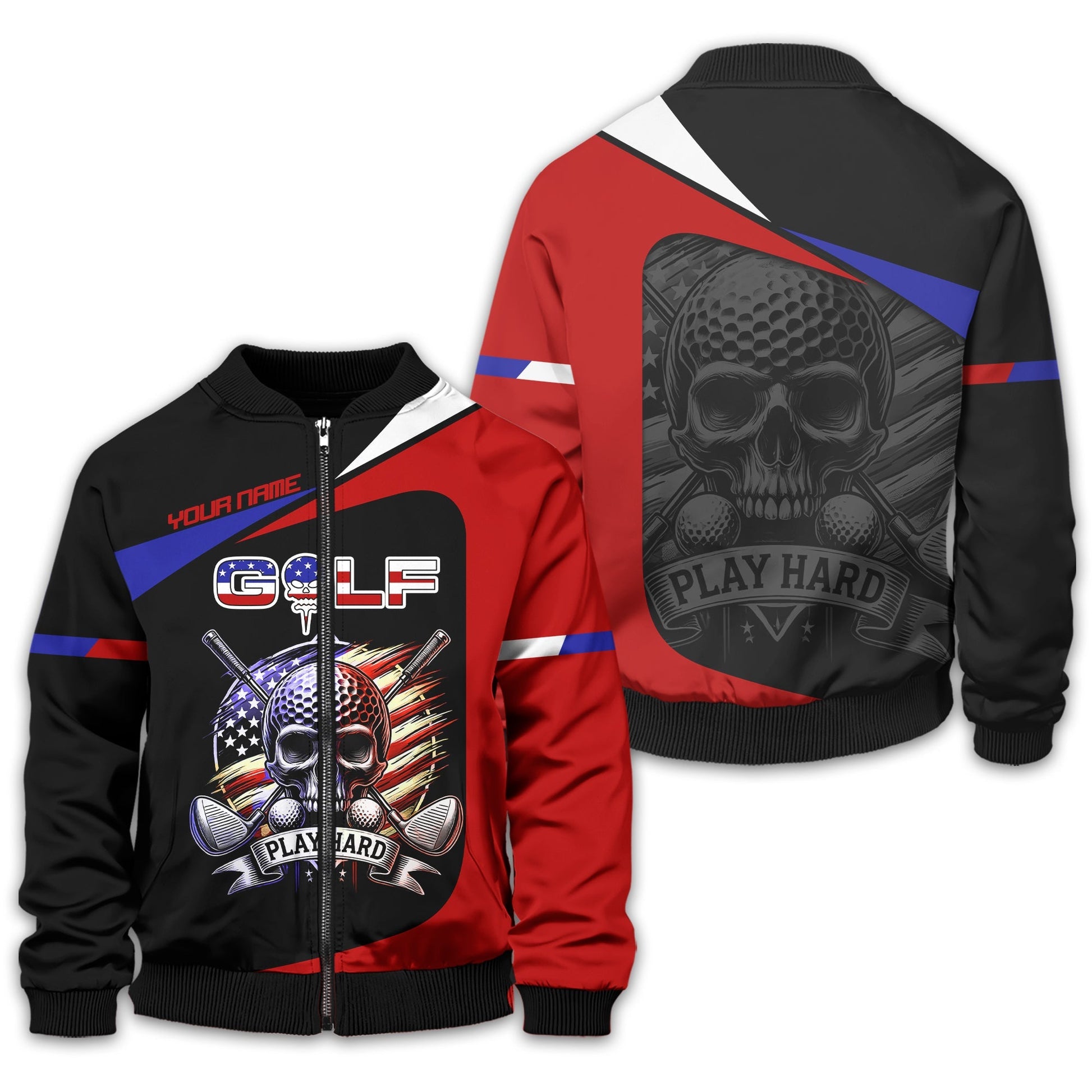 Skull And Flag Golf Shirt For Men, Personalized Golf Shirt, Patriotic Golf Shirt, Gift For Golfers