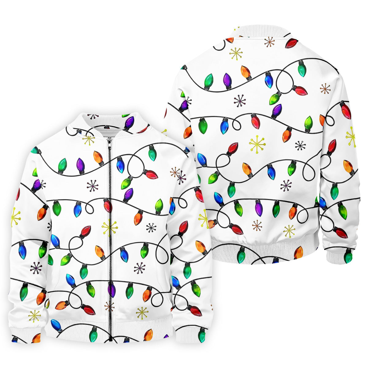 Christmas Light Print Fun Men's Golf Polos, Christmas Golf Shirt, Unique Gift For Golfer, Polo ShirtFor Men
