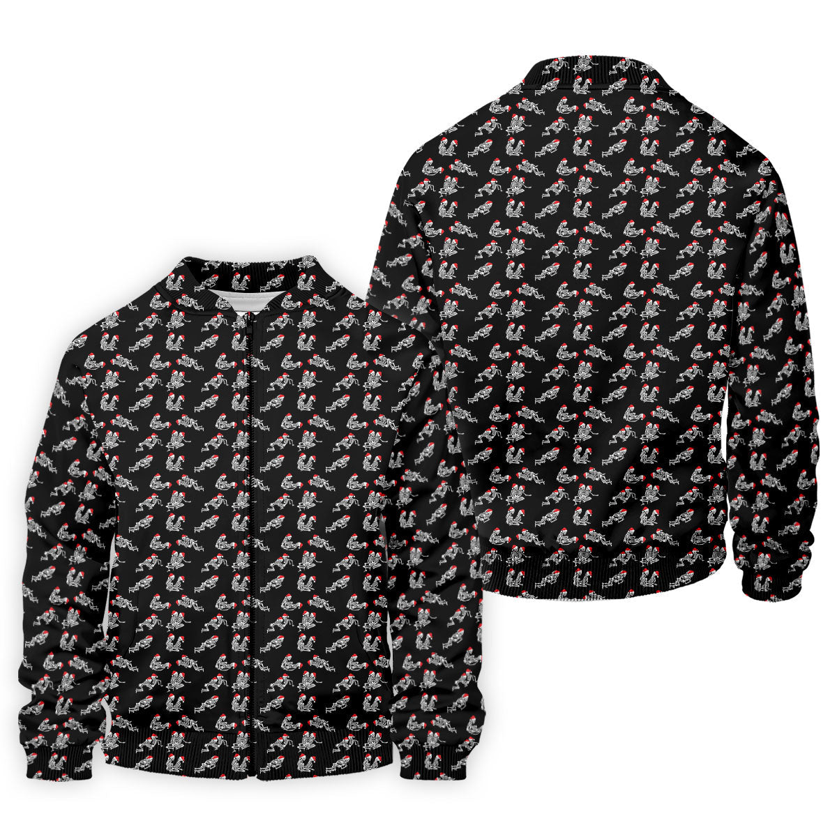 Skeleton Santa Hat Funny Golf Shirt, Fun Golf Shirts For Men, Christmas Golf Shirt, Golf Shirts For Men