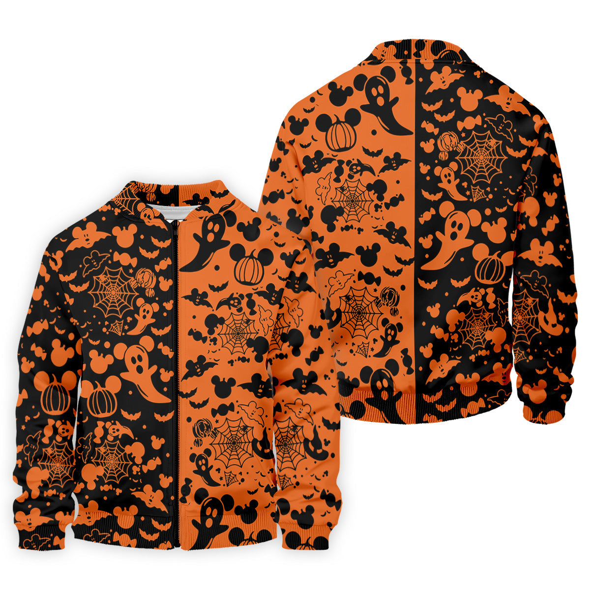 Cute Animated Ghost Black And Orange Halloween Golf Shirt, Fun Golf Shirts For Men, Polo ShirtFor Men