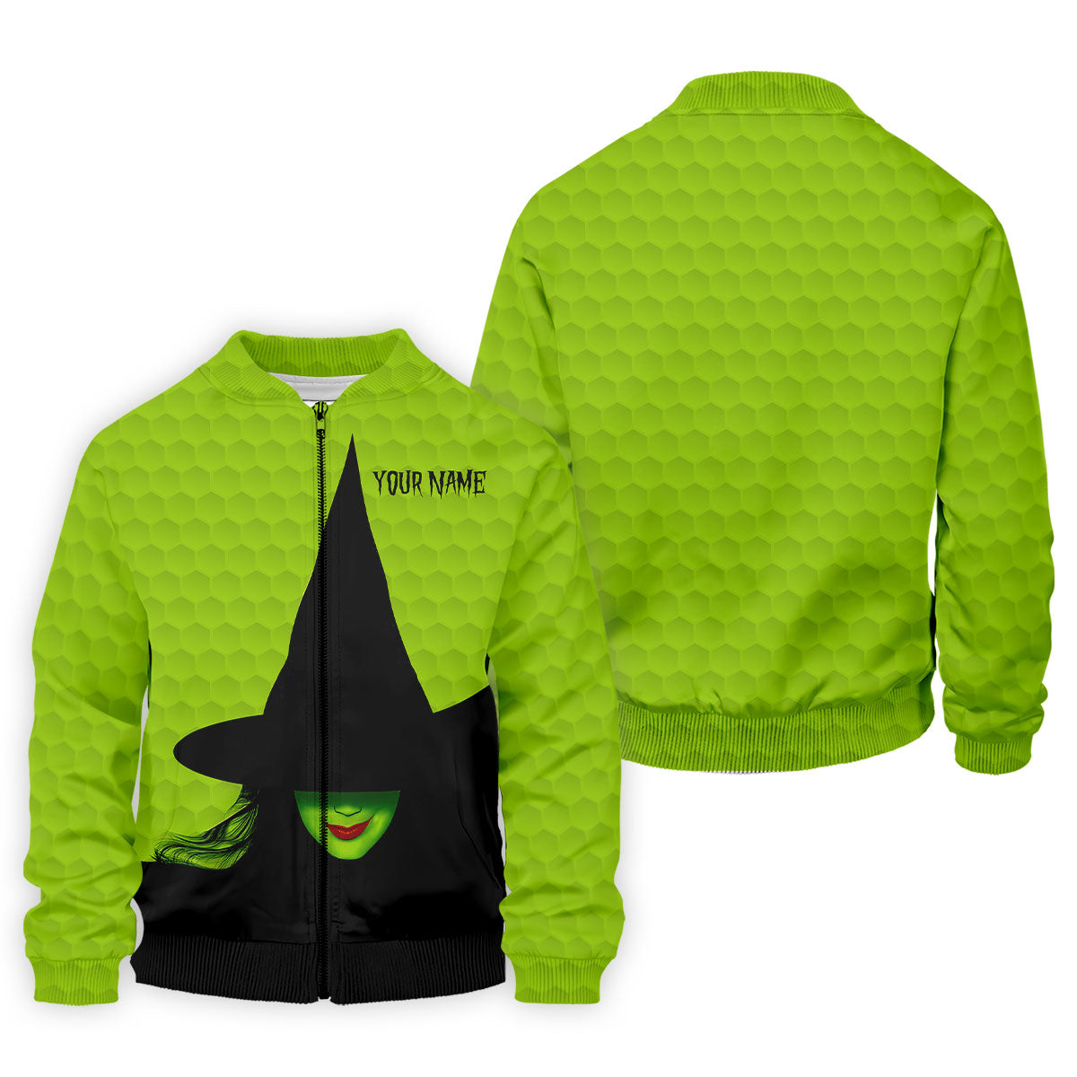 The Green Witch Golf Ball Pattern Golf Tops For Men, Spooky Vibe Men's Funny Golf Shirts, Halloween Golf Shirt