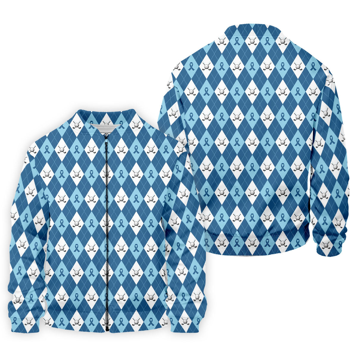 Prostate Cancer Blue And White Argyle Pattern Golf Tops For Men, Cancer Survivor Shirt, Cancer Awareness Shirt