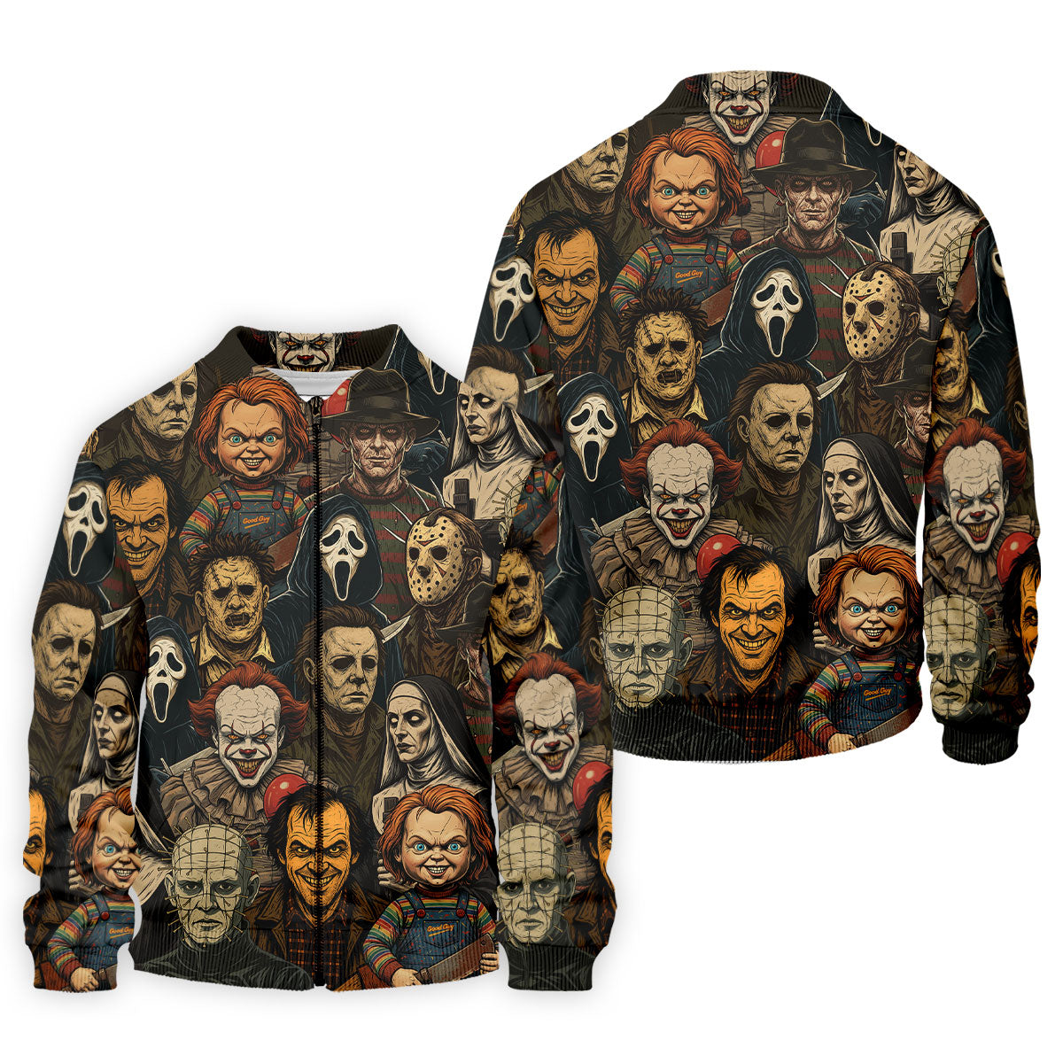 Horror Halloween Character Halloween Men's Polo Shirt Horror Movie Shirt, Mens Golf Shirts, Halloween Golf Shirt